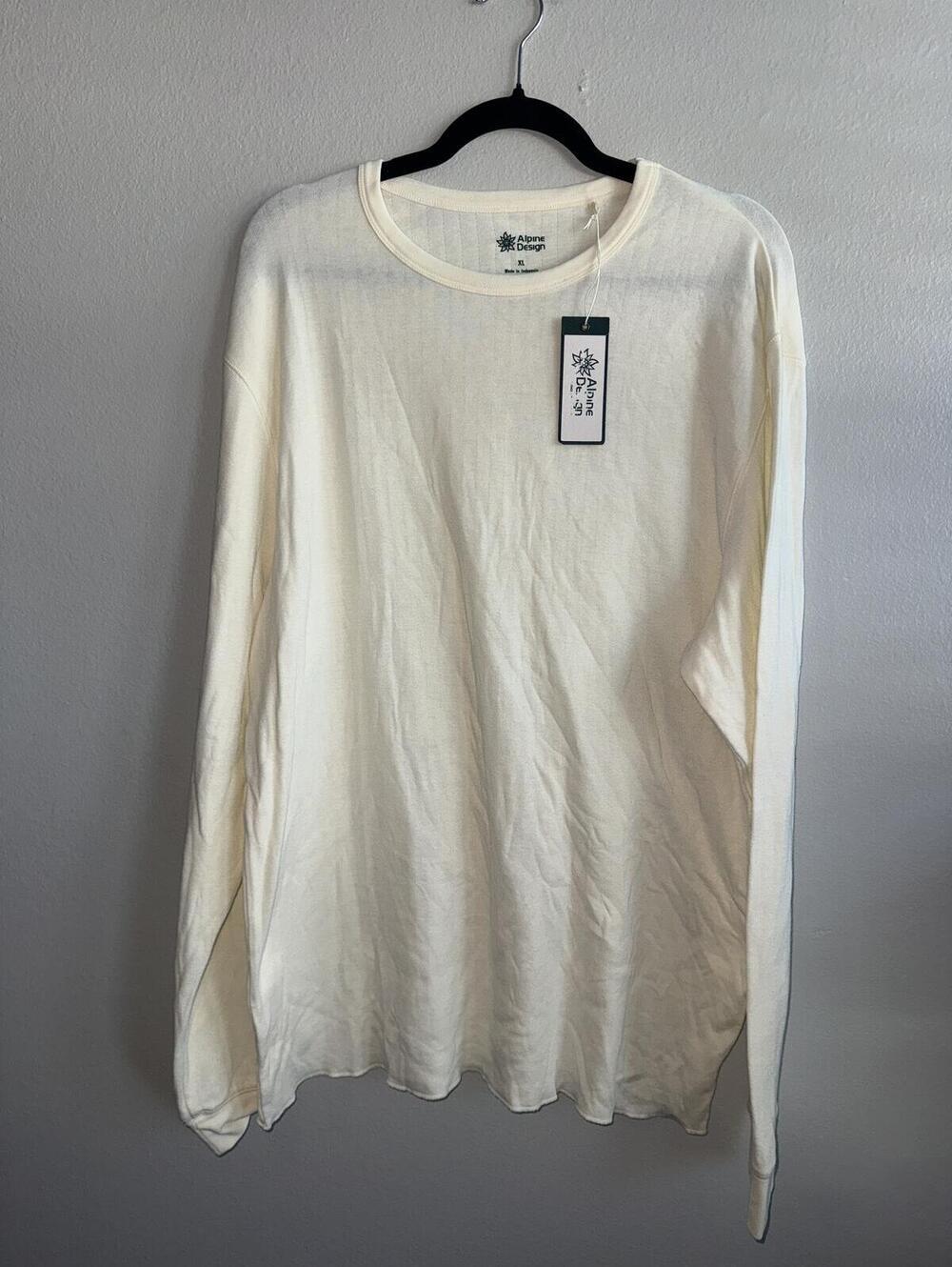 Men's Off White Long Sleeve Duo Fold Crew Shirt XL